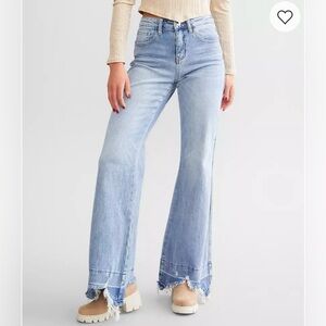 Buckle Flying Monkey Flare Jeans with Distressed Hem